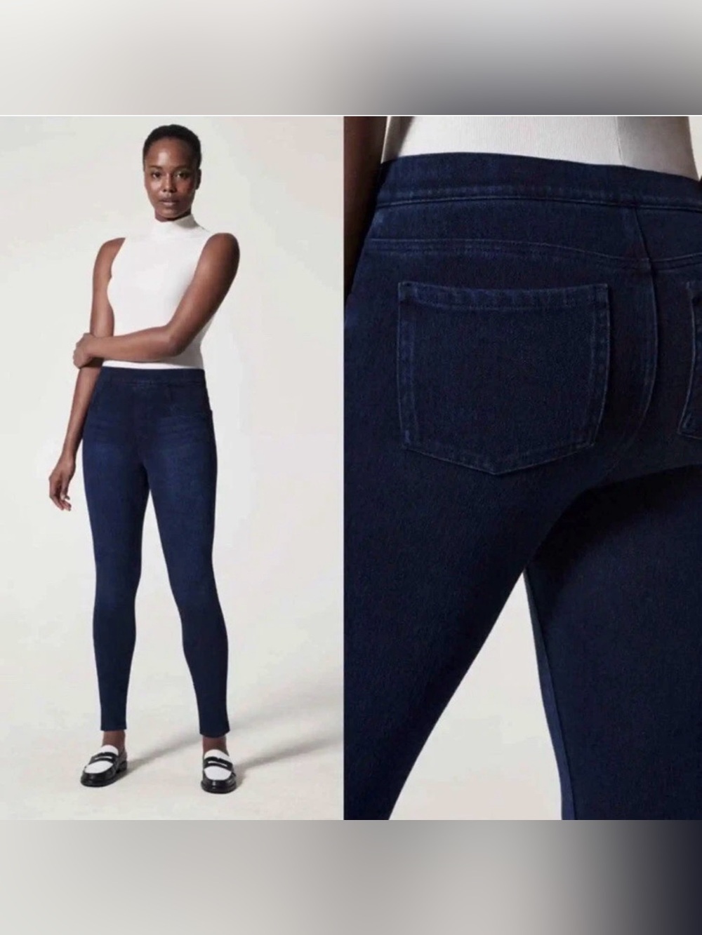 Spanx Dark Wash Twilight Rinse Ankle Jean-ish Legging Jeans Size L NEW With Tags